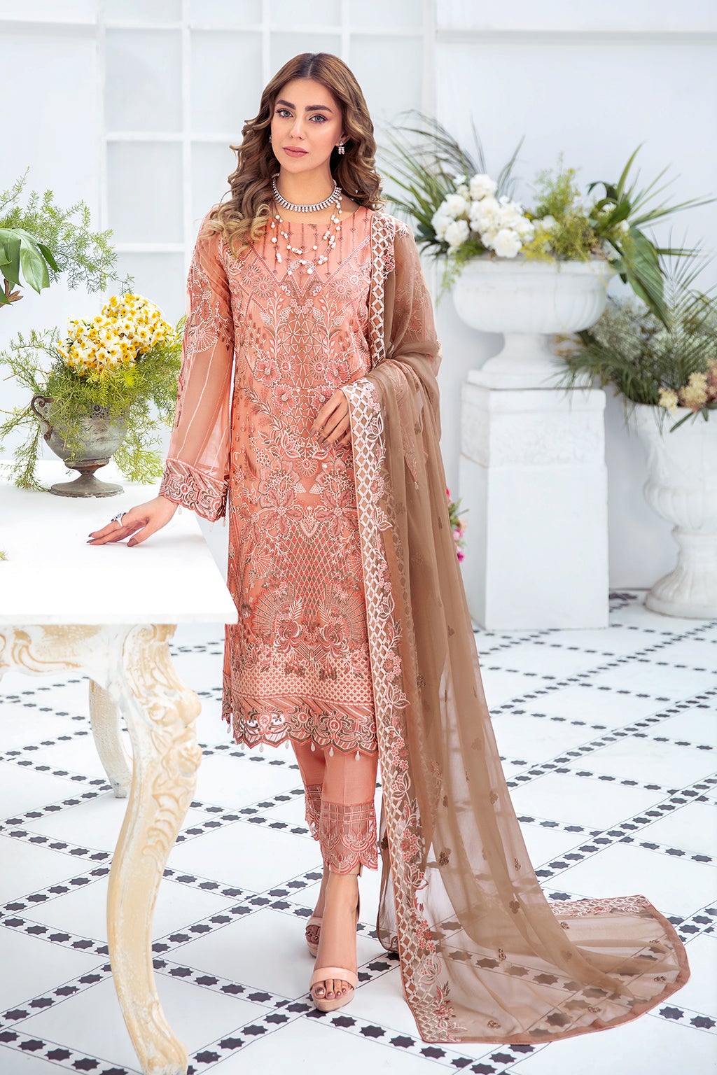 Salwar Kameez Online USA in Soft Peach Shade 2022