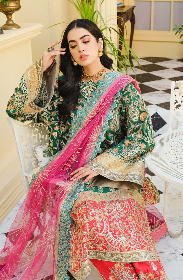 Salwar Kameez Online in Green and Red Color 2022
