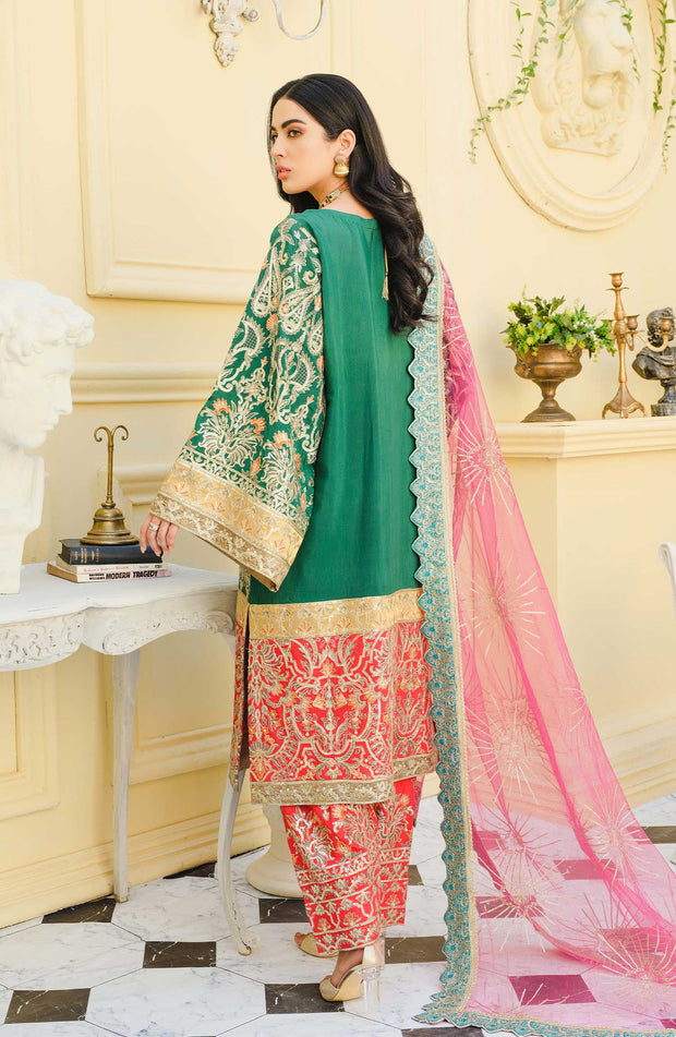 Salwar Kameez Online in Green and Red Color Online