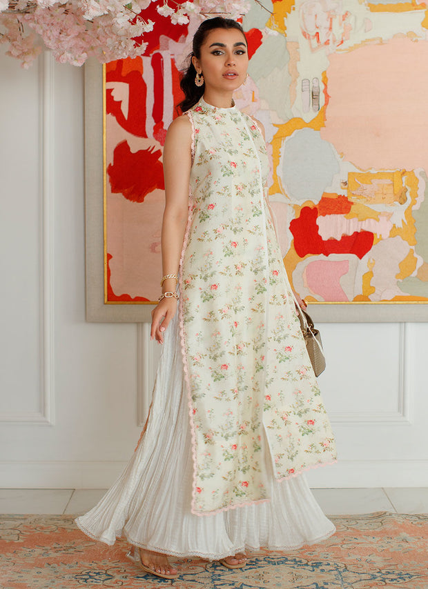 White Salwar with Long Kameez Pakistani Party Dress