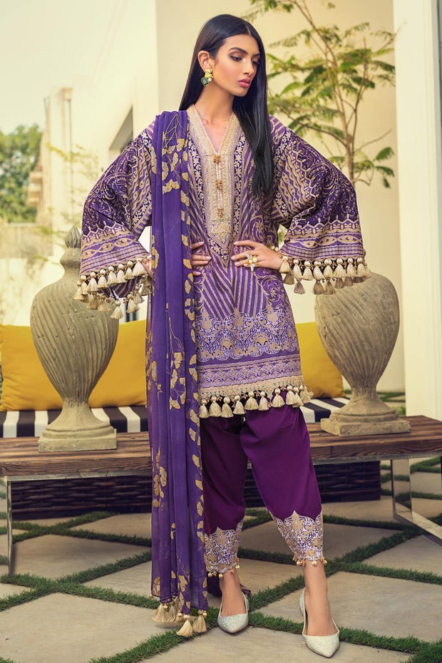 Sana Safinaz Lawn Dress in Purple Color Overall Look