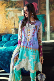 Sana Safinaz Lawn Outfit in Turquoise Color Close Up