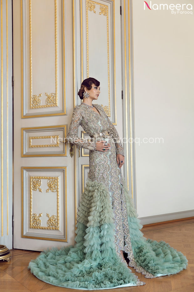 sea green bridal lehenga