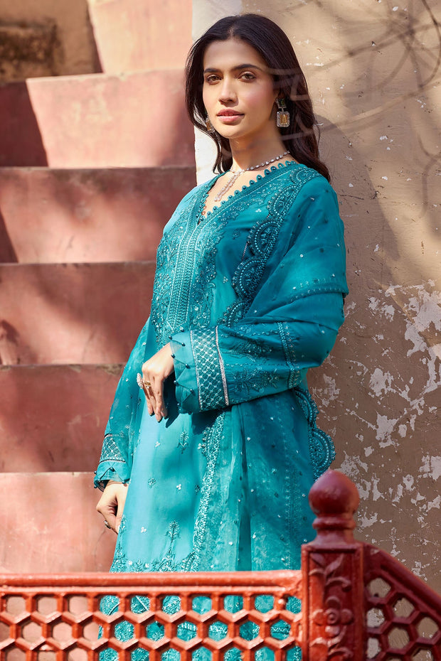 Sea Green Embroidered kameez and Trousers Pakistani Eid Dress 2023