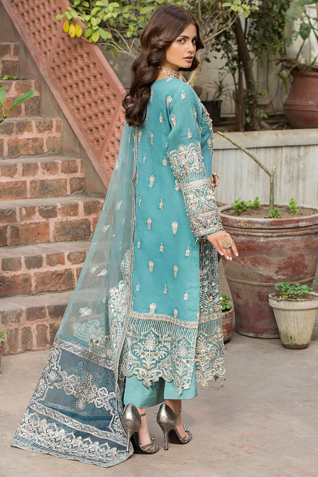 Sea Green Hand Embellished Pakistani Kameez Capri Party Dress