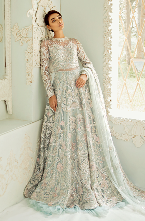 Sea Green Lehenga Choli Gown