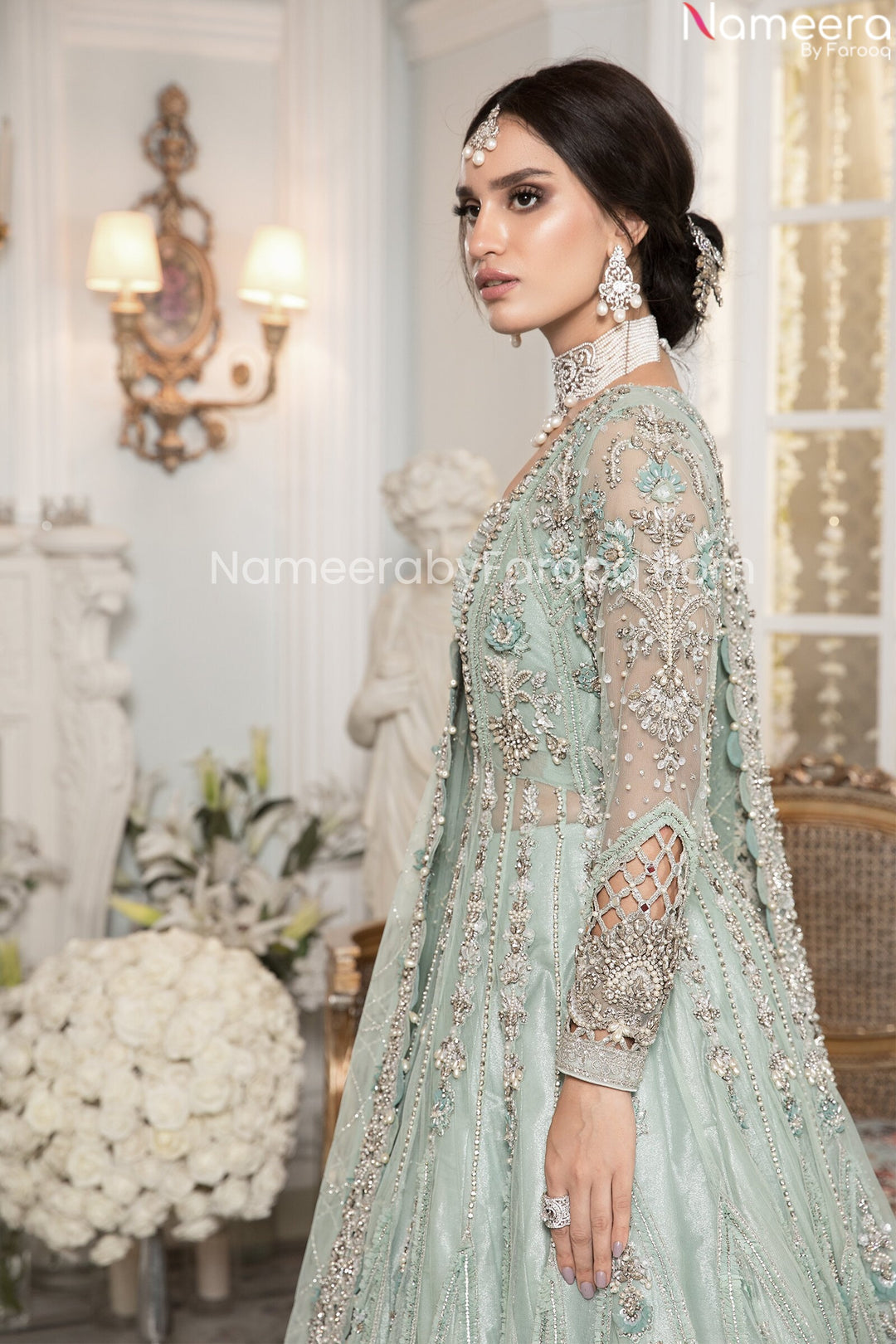 sea green lehenga choli