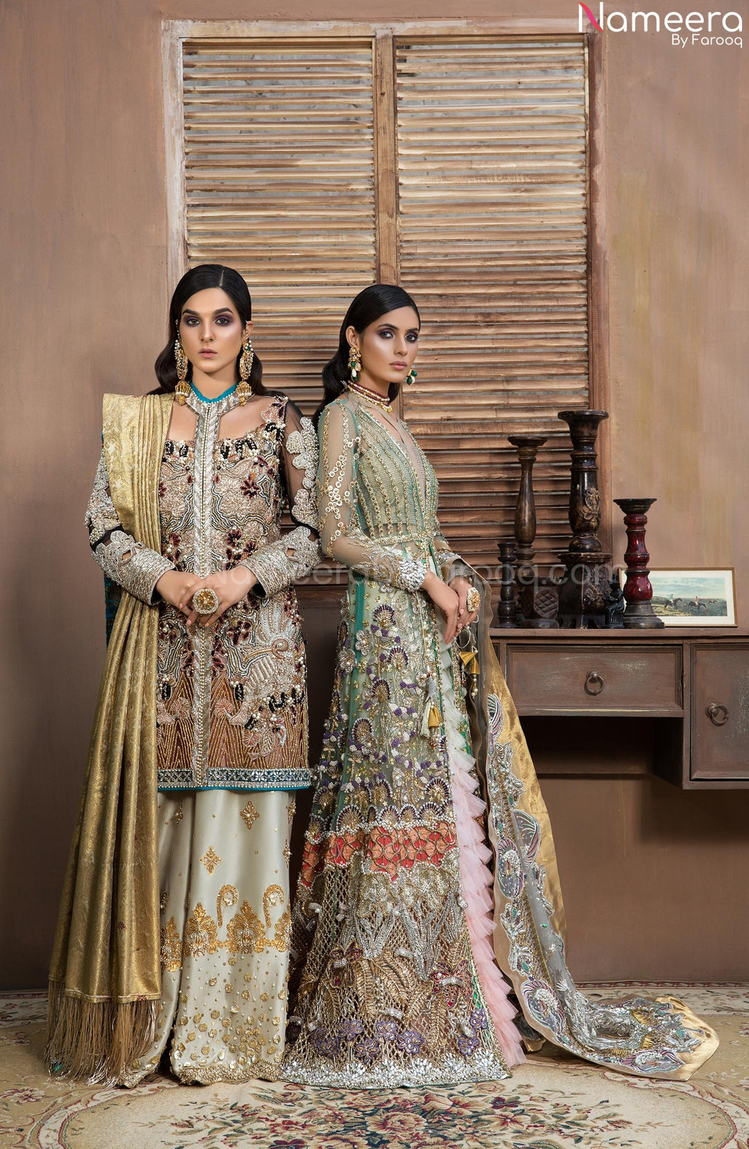 Asim Jofa Baby Pink Floral Lehenga Long Frock #BN681