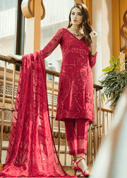 Beautiful thread and sequins embroidered dress in red color 