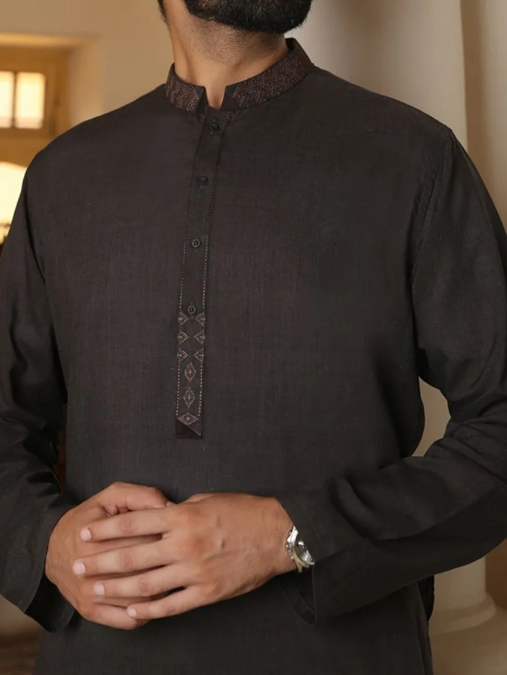 Buy shalwar kameez mens of charcoal grey color in USA – Nameera by