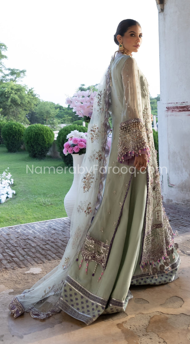 Sharara Dress Pakistani in Soft Pistachio Shade Designer