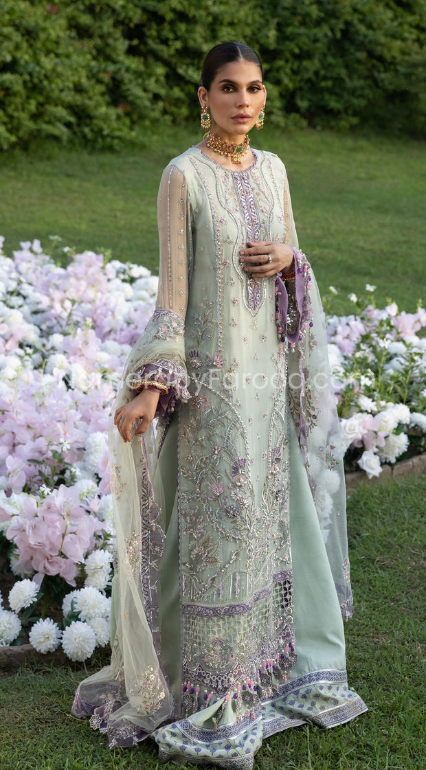 Sharara Dress Pakistani in Soft Pistachio Shade Latest