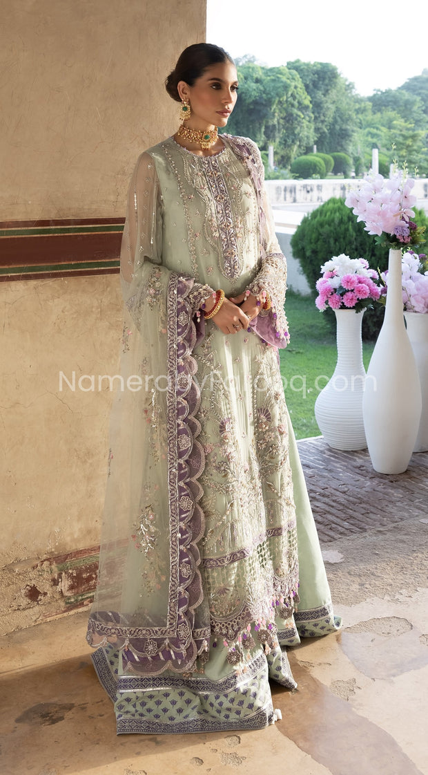 Sharara Dress Pakistani in Soft Pistachio Shade