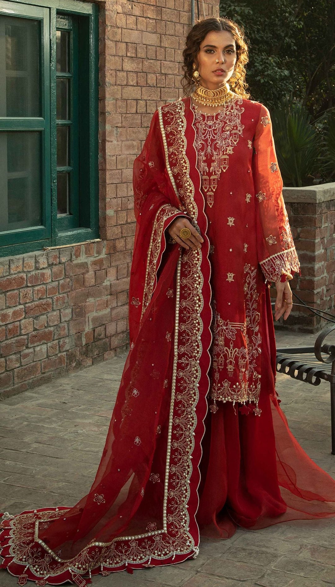 Sharara Dress for Girls in Rusty Orange Shade