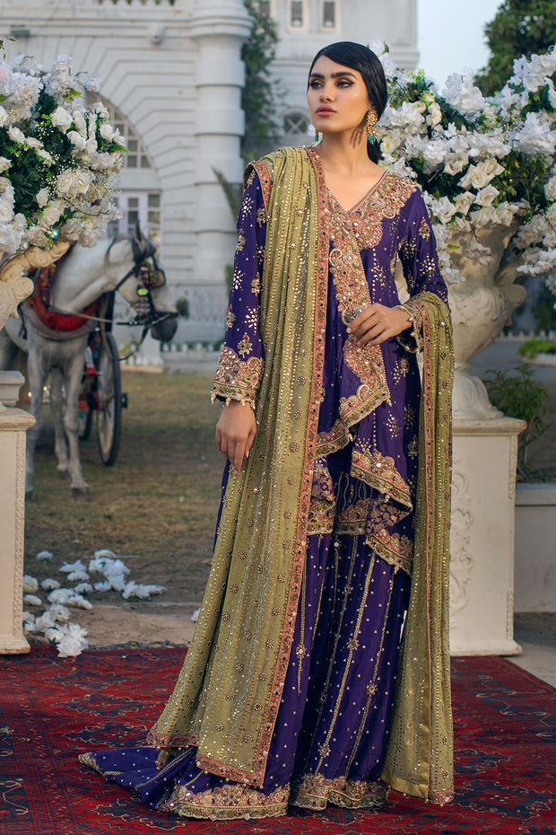 contrast with purple dress pakistani Purple traditional wear for puja and eid