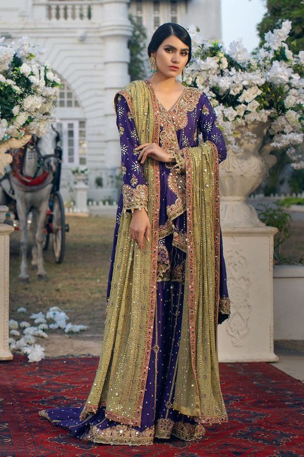 Sharara Kameez Purple Bridal Dress Pakistani