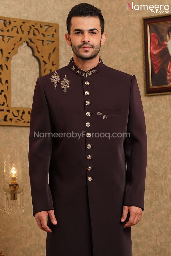 Sherwani Groom Pakistani for Wedding Online  Close up