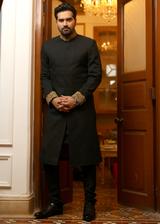Sherwani for Groom in Black Color
