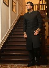Sherwani Groom for Wedding in Black Color Nameera by Farooq