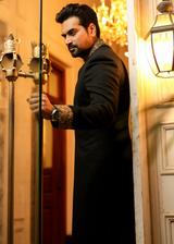 Sherwani for Groom in Black Color Close Up