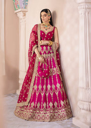 Shocking Pink Lehenga Choli Dupatta Dress for Bride Online