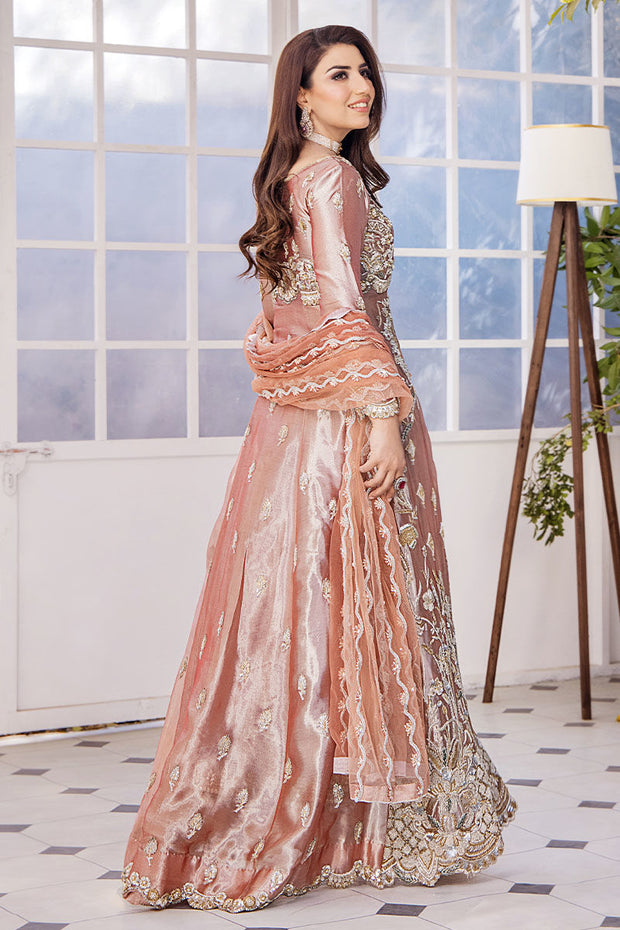 Shop Pakistani Tea Pink Hand Embellished Bridal Gown Wedding Dress 2023