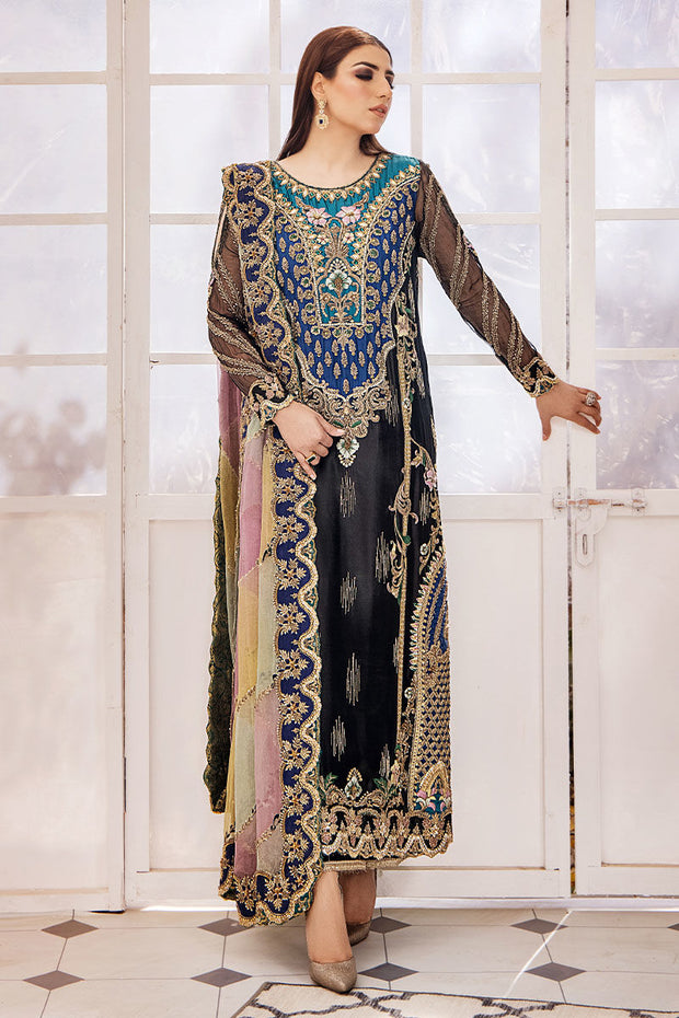 Shop Premium Hand Embellished Pakistani Bridal Dress in Black Long Shirt Style