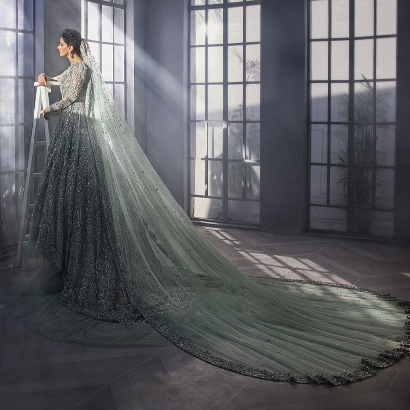 Short Front Long Tail Dress for Pakistani Bridal Wear