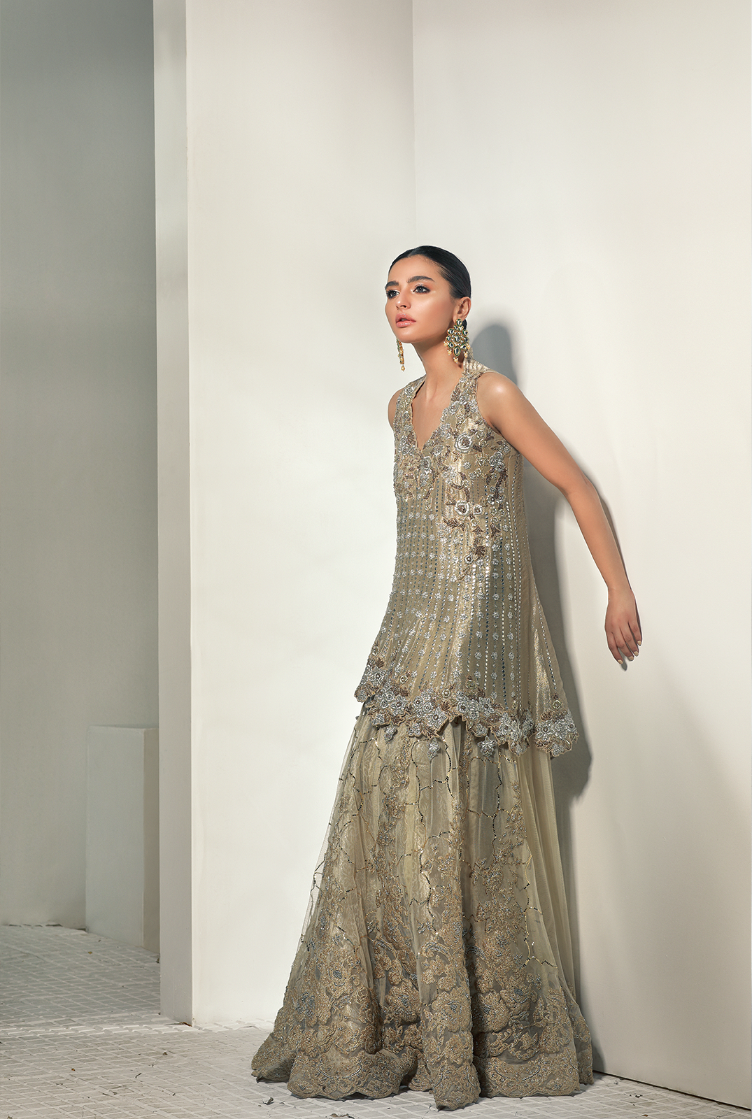 Short Peplum with Net Lehnga for Wedding 