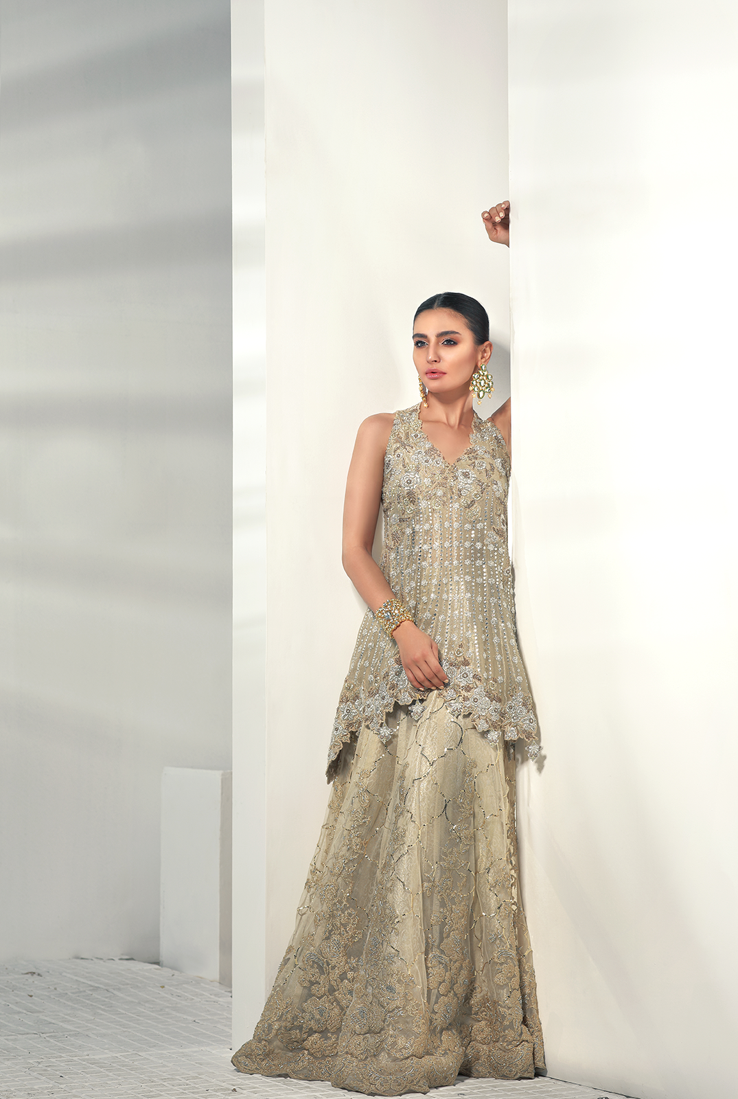 Short Peplum with Net Lehnga for Wedding 