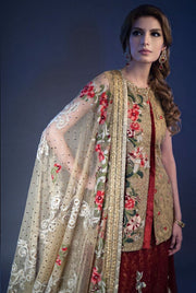 Elegant short open  kurti dress with red lehnga # B3317