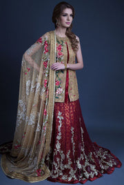 Elegant short open  kurti dress with red lehnga