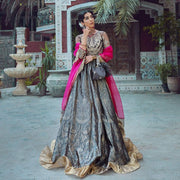 Silk Jamawar Long Frock for Wedding Party