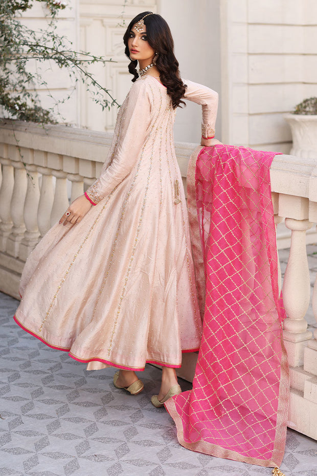 Silk Net Baby Pink Angrakha for Pakistani Wedding Dresses 2023