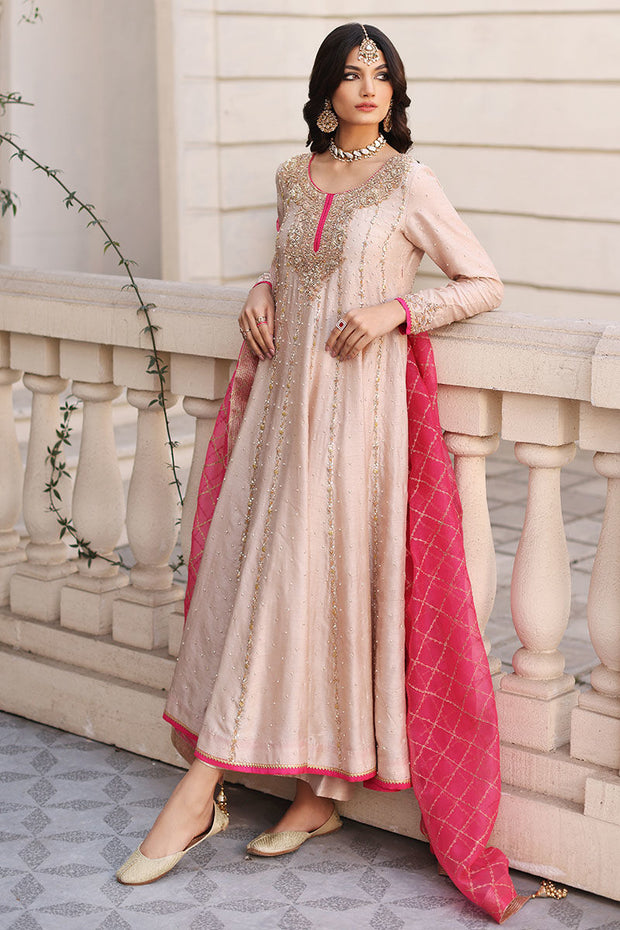 Silk Net Baby Pink Angrakha for Pakistani Wedding Dresses