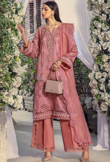 Designer Silk Peach Salwar Kameez Pakistani Party Dress – Nameera by Farooq