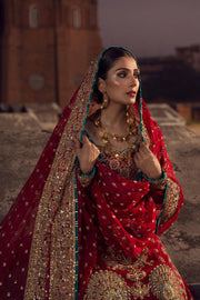 Silk Red Bridal Sharara Shirt Pakistani