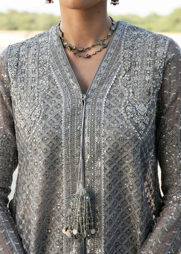 Silk Sharara with Organza Pishwas Frock and Dupatta Dress