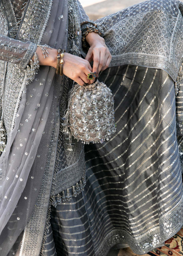Silk Sharara with Organza Pishwas Frock and Dupatta Suit