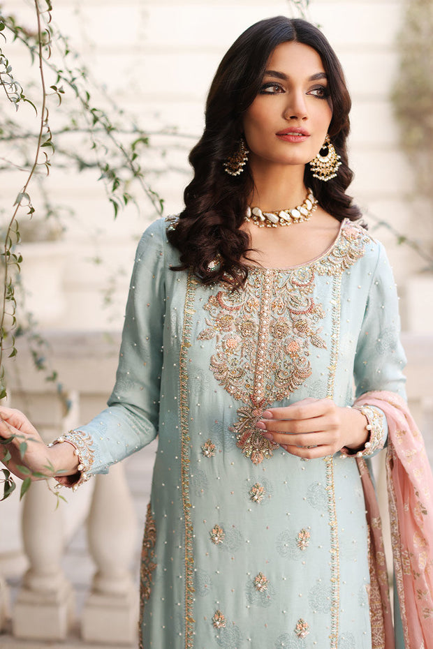 Silk Sky Blue Salwar Kameez Pakistani Wedding Dresses 2023