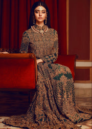Designer raw silk bridal dress in lavish plum color