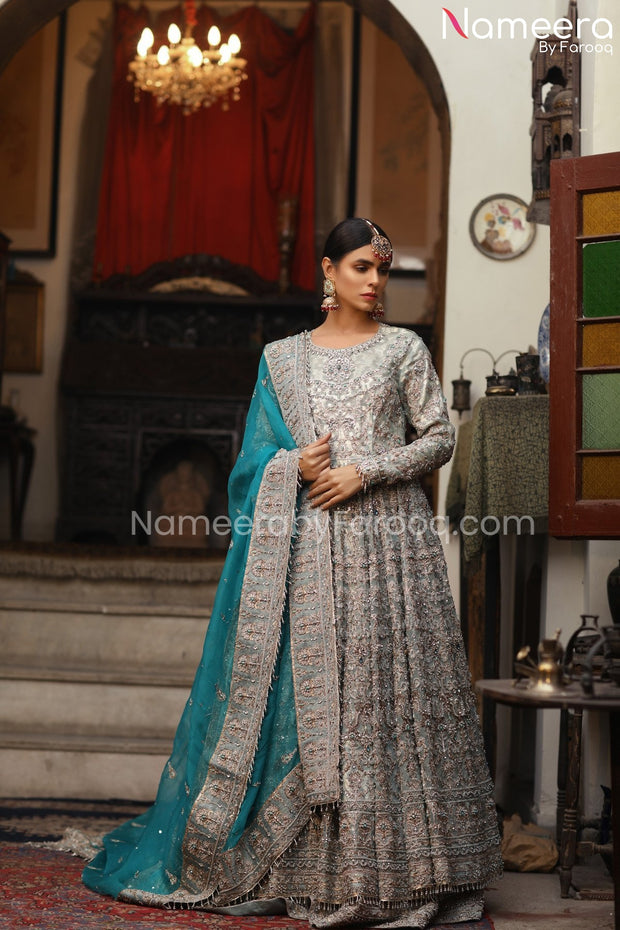 Silver Bridal Dress Pakistani