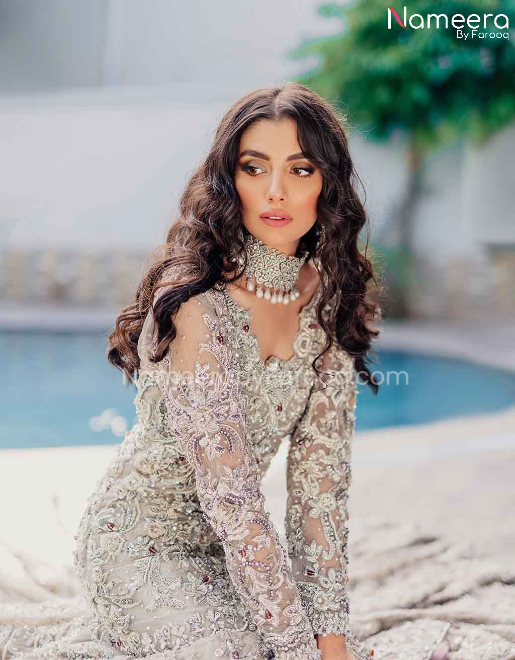 Silver Bridal Dress Pakistani