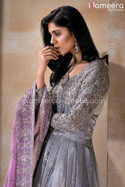 Silver Bridal Dress Pakistani