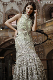 Silver Bridal Dress Pakistani