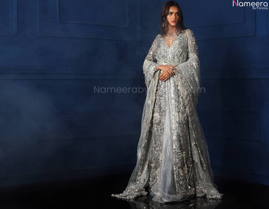 Silver Bridal Lehenga Pakistani 