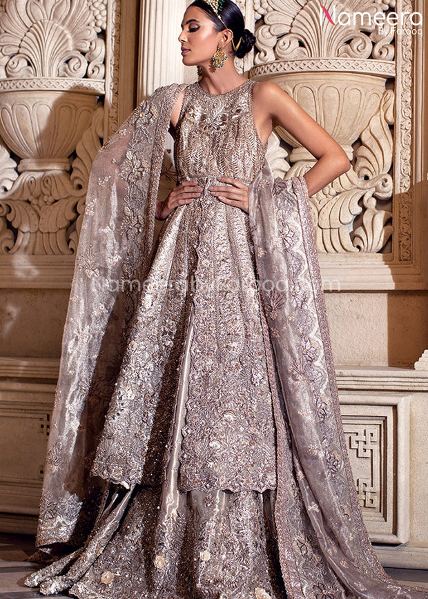 Silver Bridal Lehenga Pakistani for Wedding Online 2021