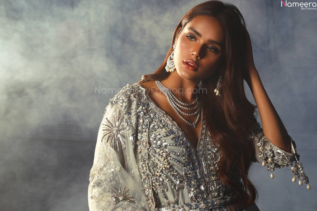 silver bridal lehenga