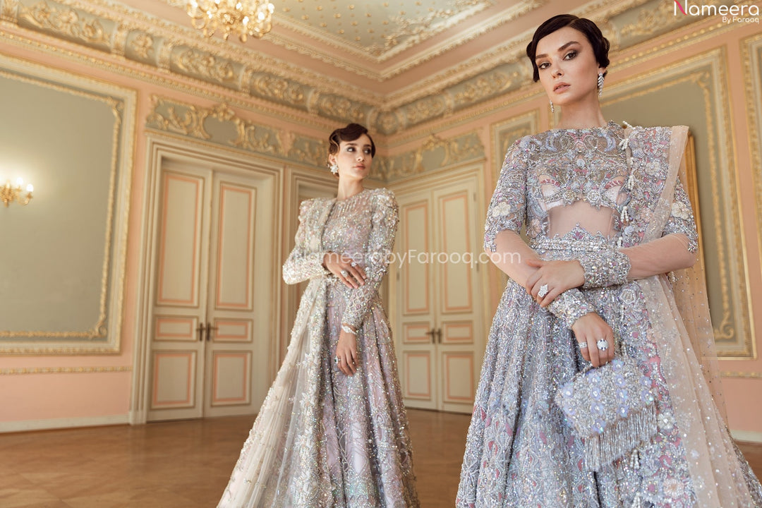 silver bridal lehenga