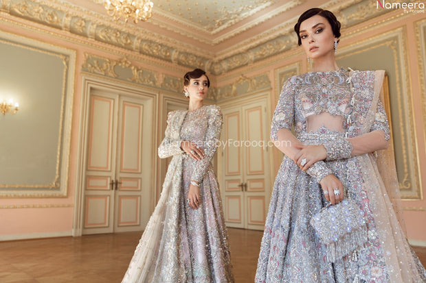 silver bridal lehenga